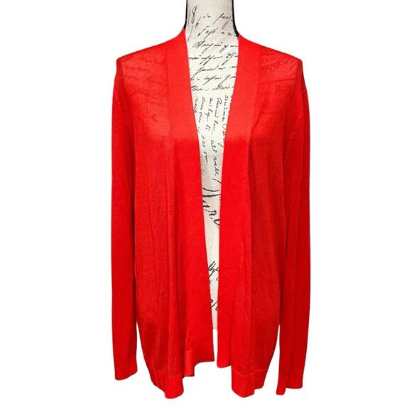 Ann Taylor Lightweight Open Cardigan Size XL Red Long Sleeve Pockets NEW w/Tag - Picture 1 of 8